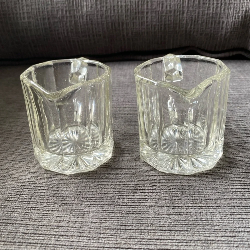 Vintage Clear Glass Creamer Pitcher Pair